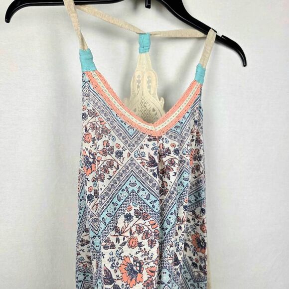 Jolt Boho Floral Crochet Racerback Tank Top L - Picture 3 of 7
